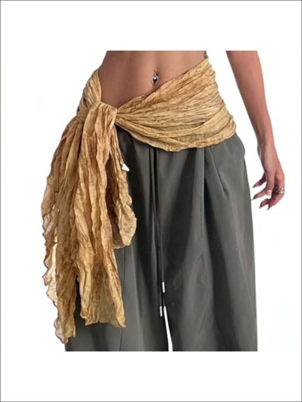 Y2K Glitter Tassel Fringe Waist Scarf Hip Skirt Tie Belt Boho Festival